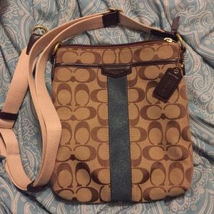 Coach Signature Stripe Swingback Crossbody